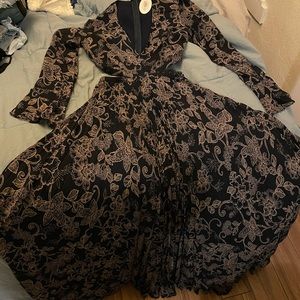 Olivaceous henna floral maxi dress